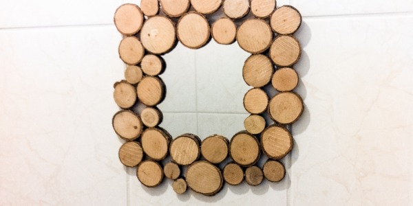 DIY spiegel met houten rand