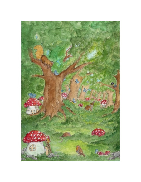 Ansichtkaart lente bos Margo Heine