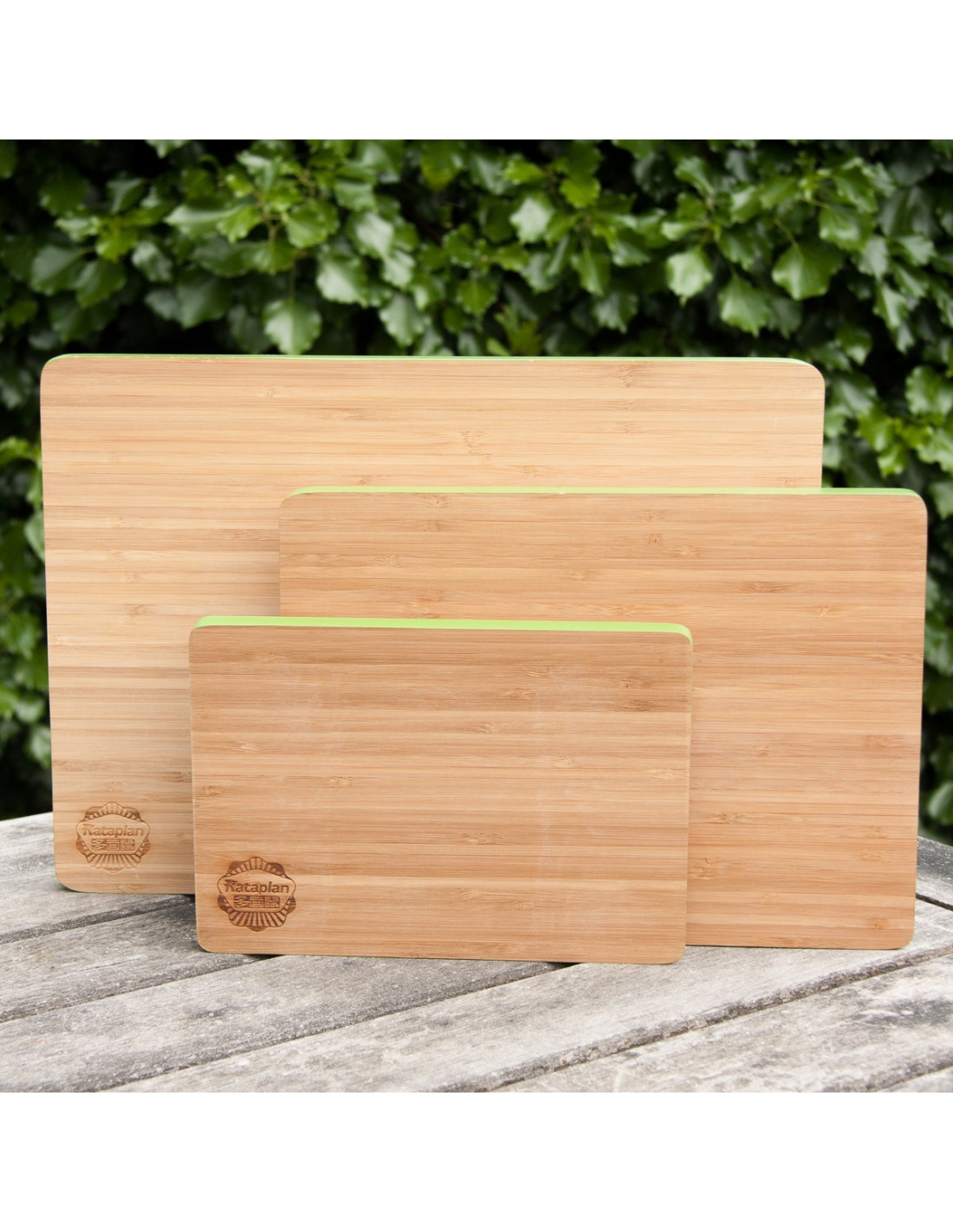 Kleine bamboe snijplank met groene rand houten accessoires en meer Houten keuken groene