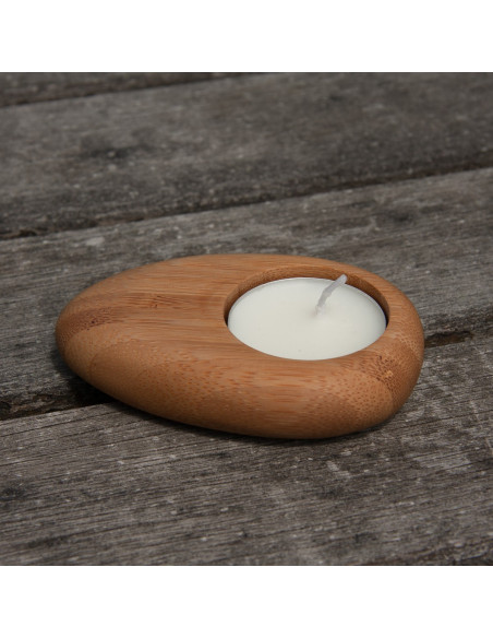 Bamboe waxinelichtje houder steen