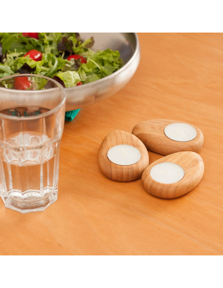 Bamboe waxinelichtje houder steen