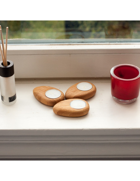 Bamboe waxinelichtje houder steen