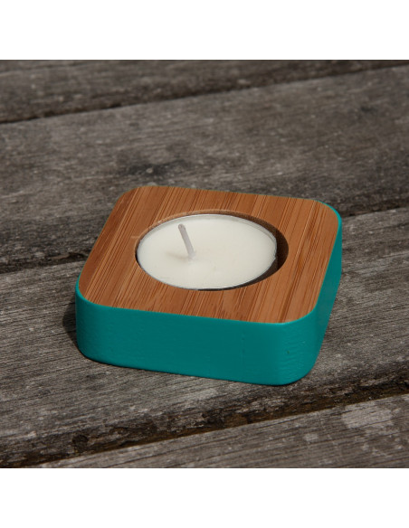 Bamboe theelichtje turquoise