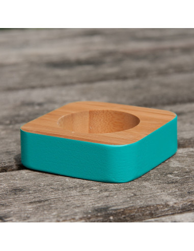 Bamboe theelichtje turquoise