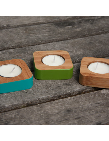 Bamboe theelichtje turquoise