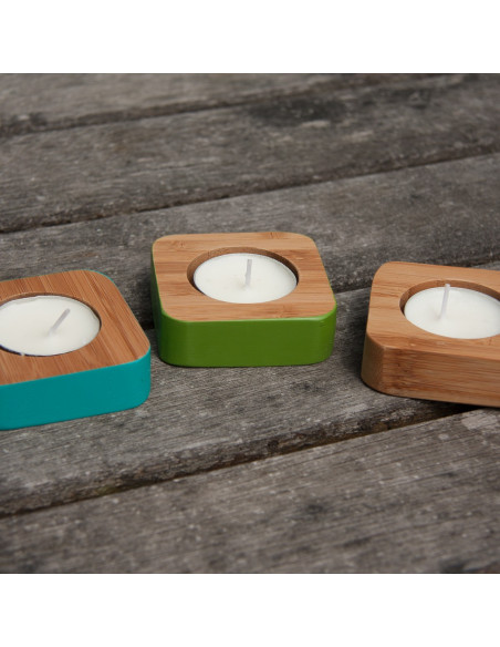 Bamboe theelichtje turquoise