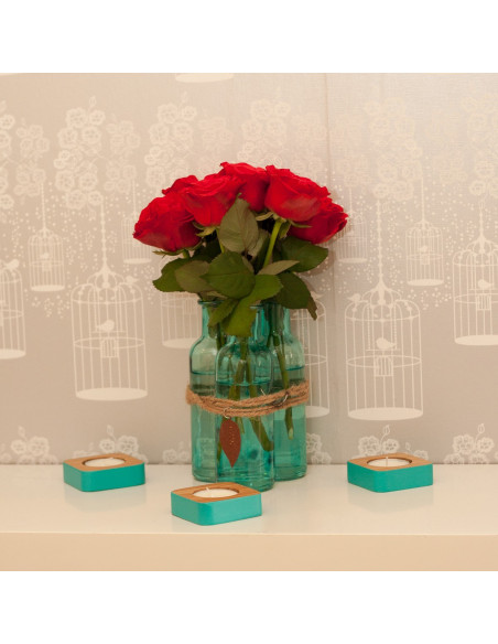 Bamboe theelichtje turquoise