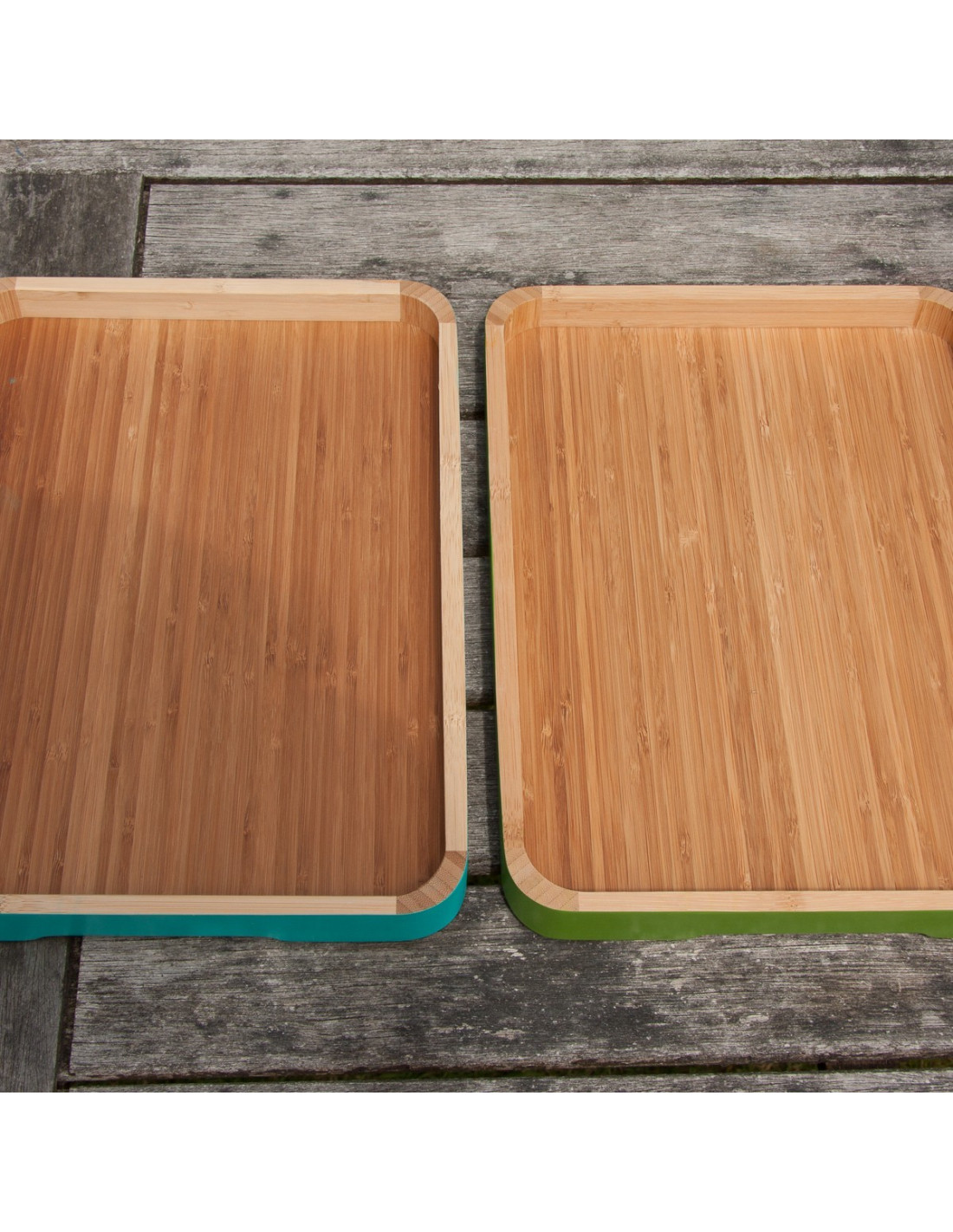 Bamboe dienblad met een groene buitenkant houten accessoires en meer Houten keuken groene