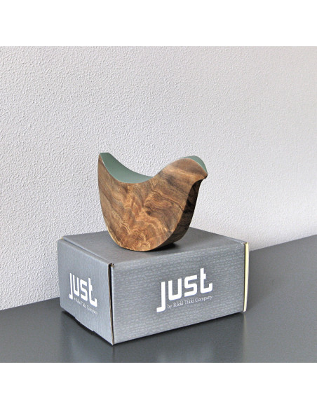 Houten vogel blauwgroen