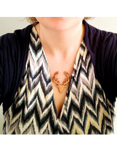 Ketting houten hertenkop 2