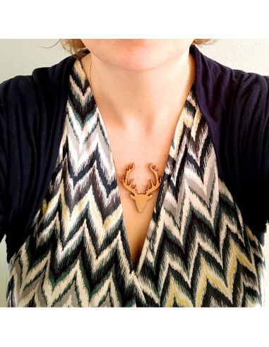 Ketting houten hertenkop