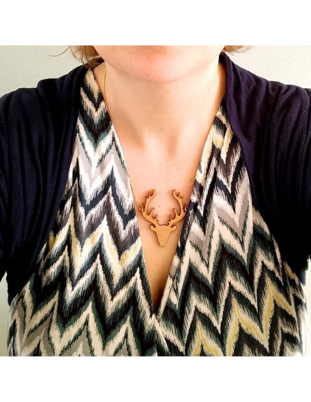 Ketting houten hertenkop