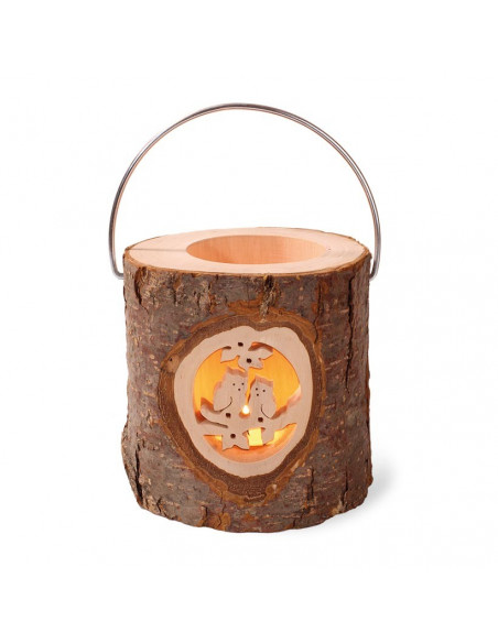 Houten uilen lantaarn