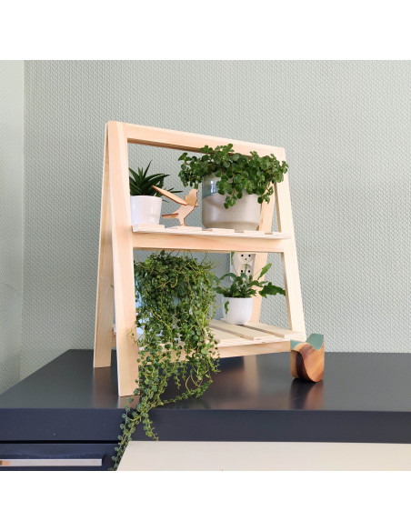 Houten vogel blauwgroen